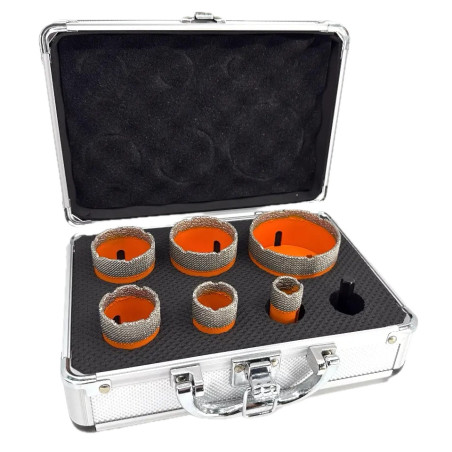 Set carote diamantate pt. gresie portelanata & piatra - diam. 20, 28, 35, 43, 50, 68 mm - 3DTECH - Super PREMIUM