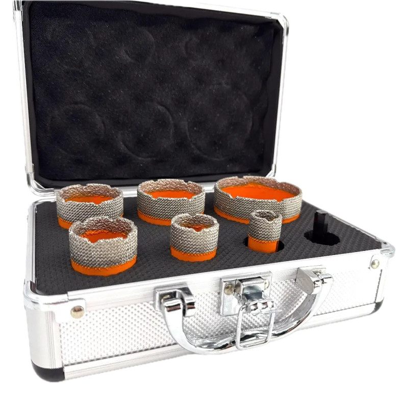 Set carote diamantate pt. gresie portelanata & piatra - diam. 20, 28, 35, 43, 50, 68 mm - 3DTECH - Super PREMIUM