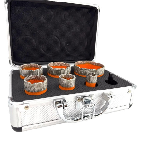 Set carote diamantate pt. gresie portelanata & piatra - diam. 20, 28, 35, 43, 50, 68 mm - 3DTECH - Super PREMIUM