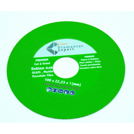Disc Diamantat pt. taiat si slefuit Sticla, Gresie Extra Dura, 100x22.2 (mm) Super Premium