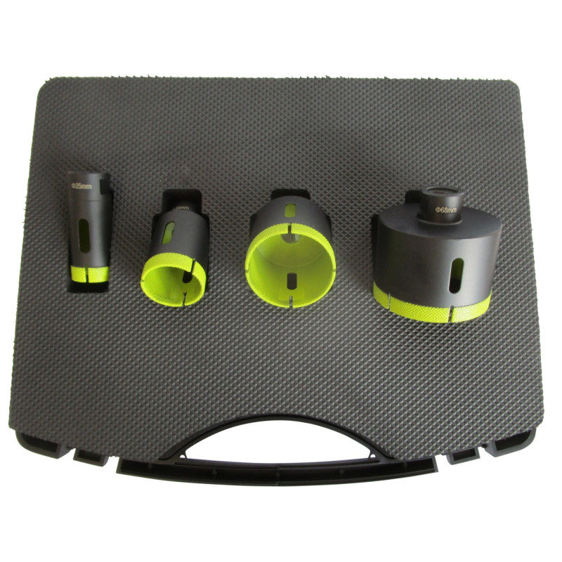 Set 4 carote diamantate pt. gresie portelanata & piatra - diam. 25, 35, 50, 68 (mm) - Super Premium