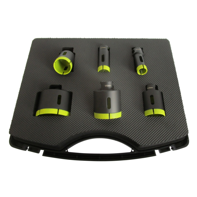 Set 4 carote diamantate pt. gresie portelanata & piatra - diam. 20, 25, 35, 40, 50, 68 (mm) - Super Premium