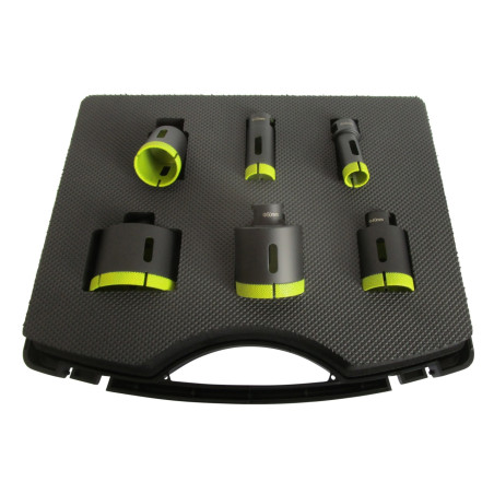 Set 4 carote diamantate pt. gresie portelanata & piatra - diam. 20, 25, 35, 40, 50, 68 (mm) - Super Premium