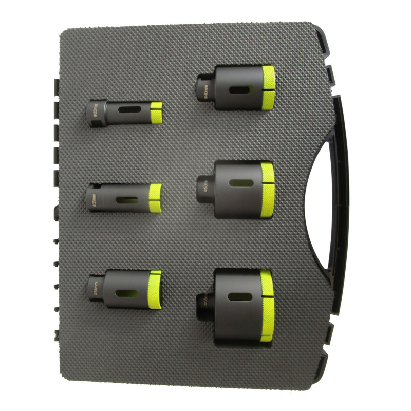 Set 4 carote diamantate pt. gresie portelanata & piatra - diam. 20, 25, 35, 40, 50, 68 (mm) - Super Premium