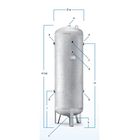 Rezervor vertical emailat Vitroflex® - 2000 litri, max. 11.5 bari - ABAC-V2000-11.5B-VITROFLEX