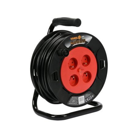 82685 VOREL Prelungitor cu tambur, 4 prize, lungime 50 m