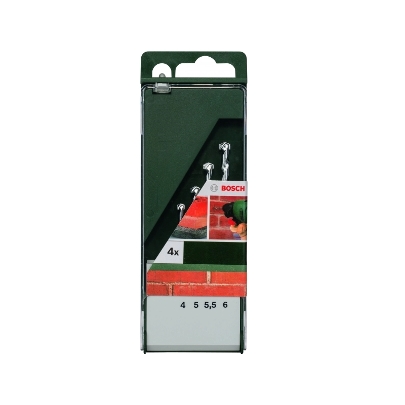 2609255459 BOSCH Set 4 burghie de zidarie, 4-6 mm, tija cilindrica