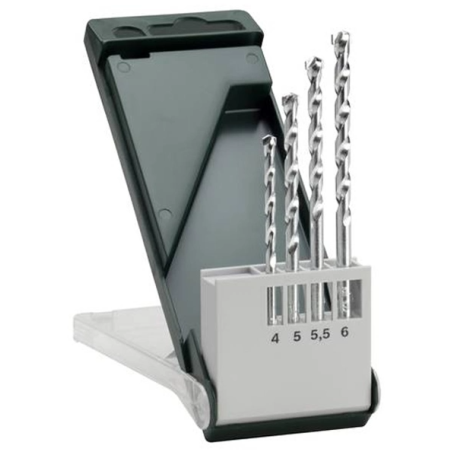 2609255459 BOSCH Set 4 burghie de zidarie, 4-6 mm, tija cilindrica