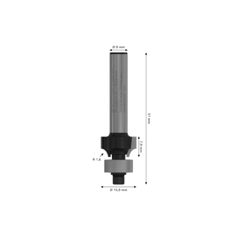 2608629681 BOSCH PRO Freza pentru rotunjire R 1.6 mm, 7.9 x 8 mm