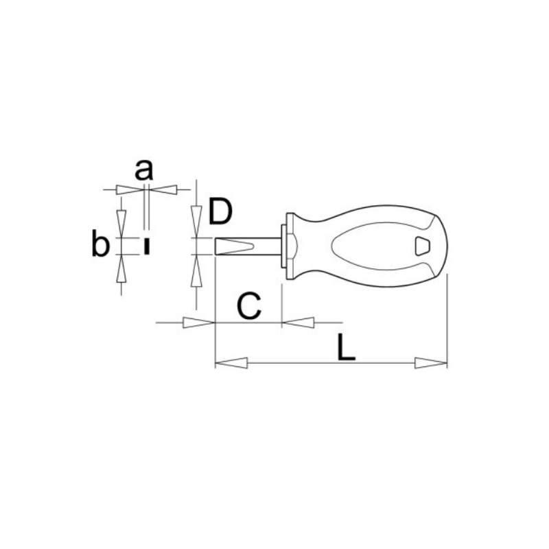 612833 UNIOR Surubelnita scurta 87mm,maner TBI,profil lat de 0.8x4.0mm