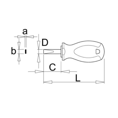 617092 UNIOR Surubelnita scurta 97mm,maner TBI,profil lat de 1.2x6.5mm