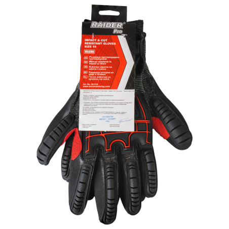 561416 Raider Pro Manusi rezistente la impact si taiere Velcro, numar 10
