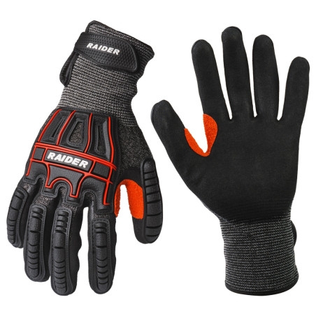 561416 Raider Pro Manusi rezistente la impact si taiere Velcro, numar 10