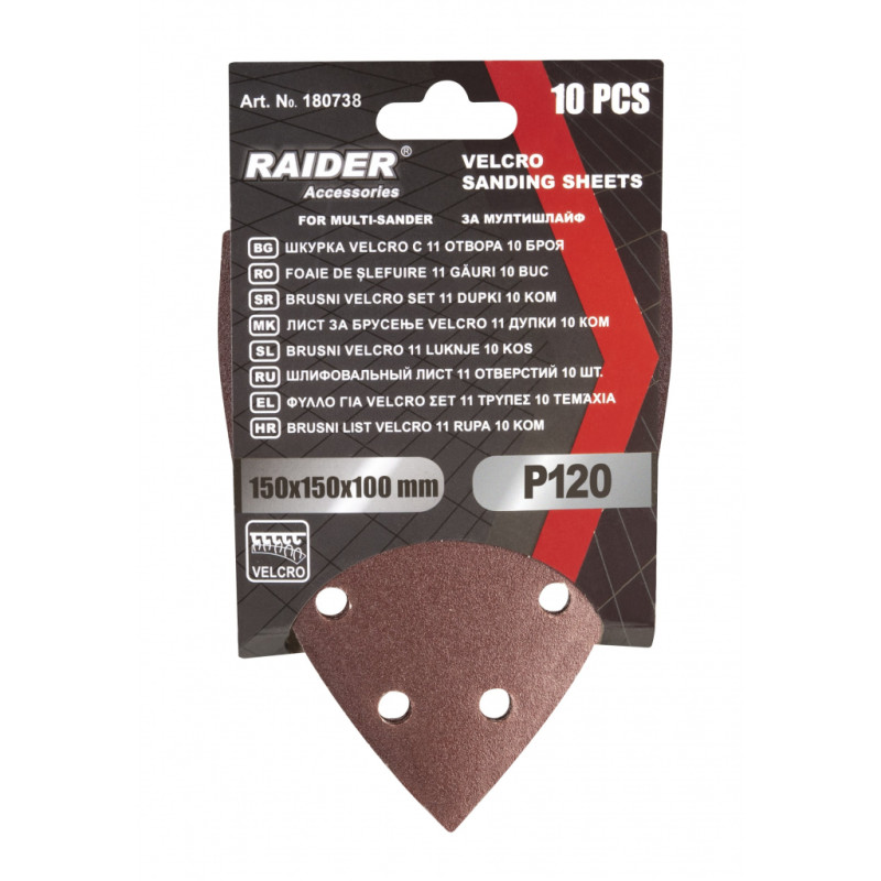 180738 Raider Set 10 foi abrazive perforate Velcro 150х150x100 mm P120
