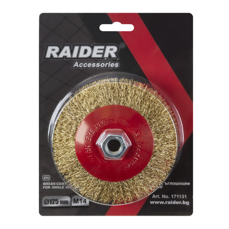 Raider Perie conica din sarma alamita ø125mm pentru polizor unghiular