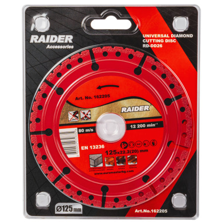 162205 Raider Disc de taiere diamantat universal 125x22.2mm RD-DD26
