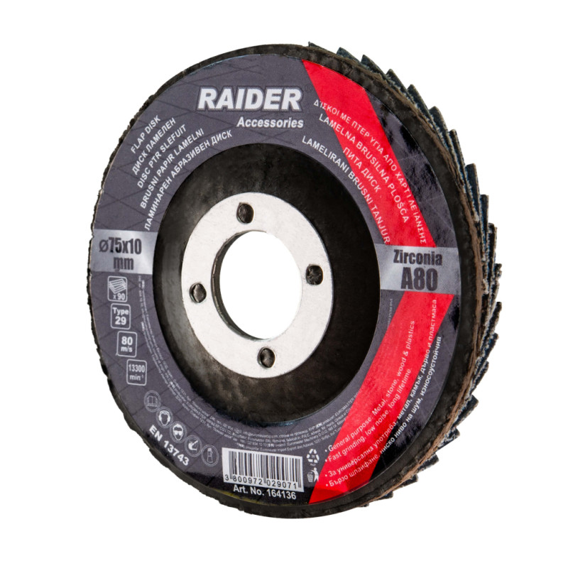 164136 Raider Disc abraziv 75x10mm Zircon A-80