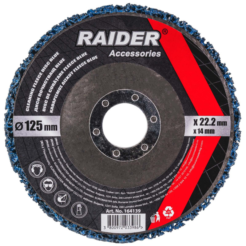 164139 Raider Disc curatare vopsea Blue 125x22.2x14mm