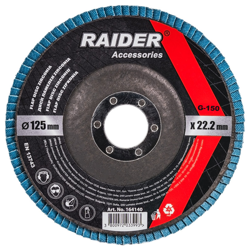 164140 Raider Disc lamelar zirconiu, diametru 125 mm, granulatie 150