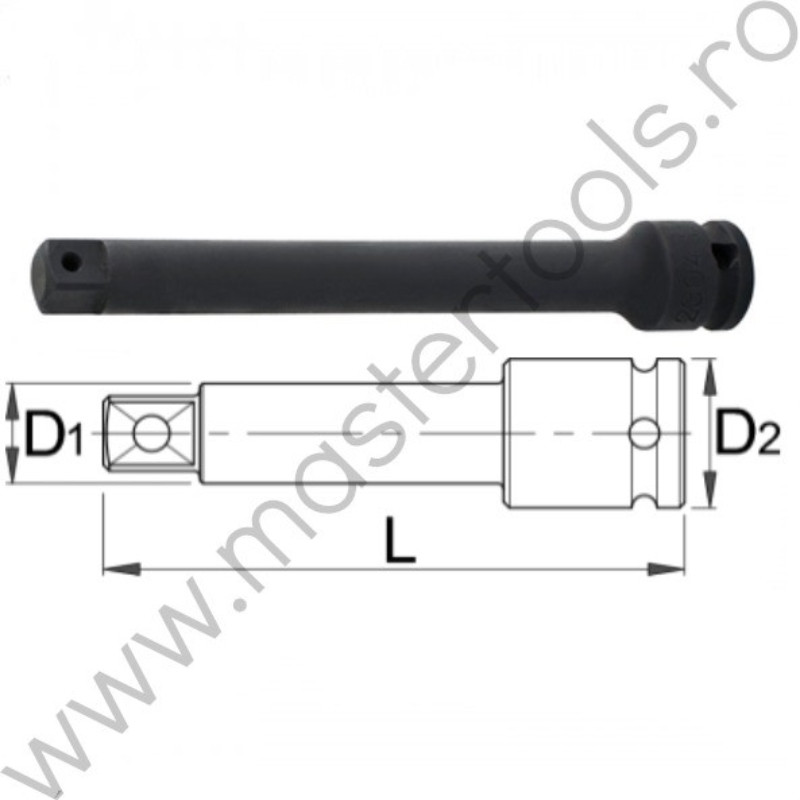 612076 UNIOR Prelungitor de impact 3/8", 125 mm, 230.4/4