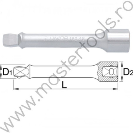 610908 UNIOR Prelungitor lung cu cap sferic 1/2", 125 mm, 190.4/1S