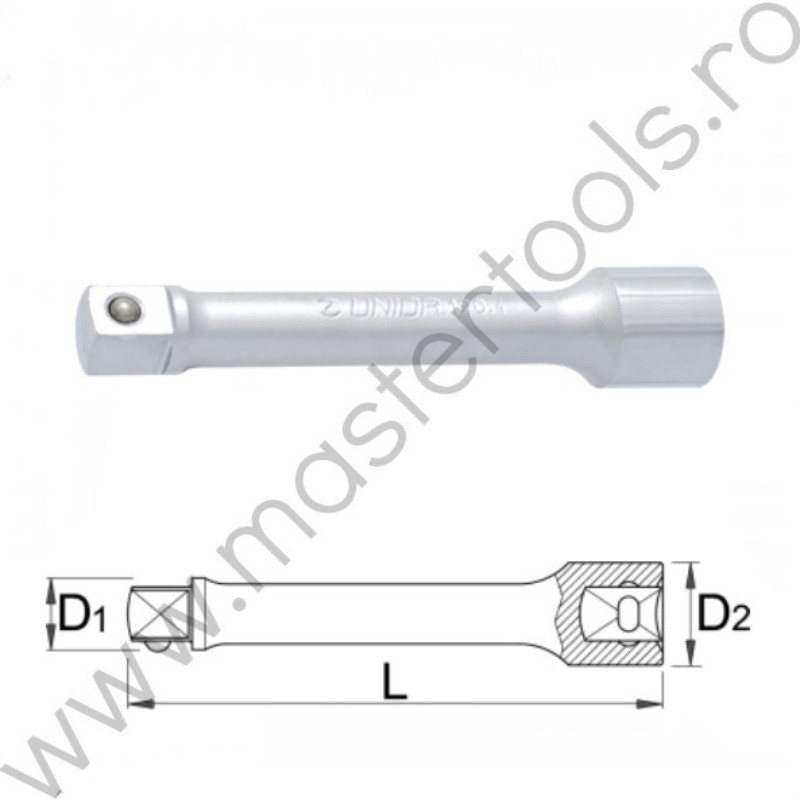 600874 UNIOR Prelungitor patrat 1/2", 125 mm, 190.4/1