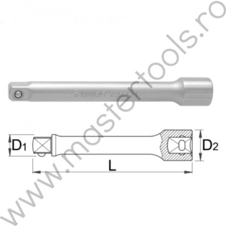 605342 UNIOR Prelungitor lung 3/8", 250 mm, 238.4/1