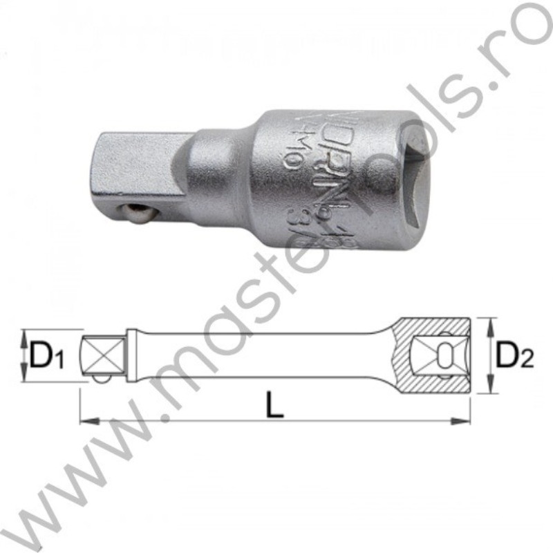 600778 UNIOR Prelungitor patrat 3/8", 75 mm, 238.4/2