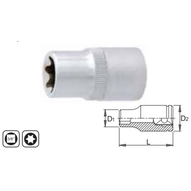 902747 KRONUS Capat cheie tubulara 3/8” profil TORX, E16, 7237E