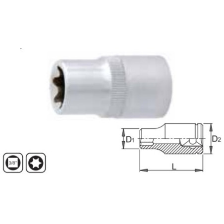 902748 KRONUS Capat cheie tubulara 3/8&rdquo; profil TORX, E18, 7237E