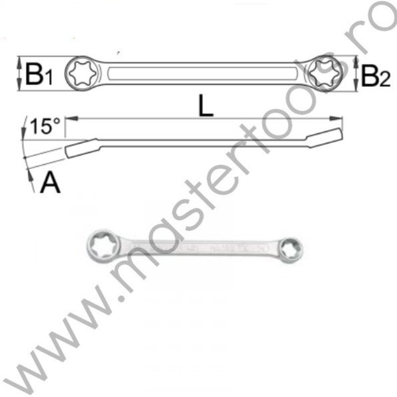 612894 UNIOR Cheie inelara dubla profil TORX, 14x18, 182/2BTX