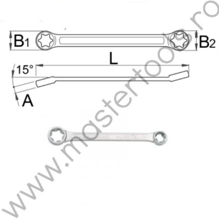 612894 UNIOR Cheie inelara dubla profil TORX, 14x18, 182/2BTX