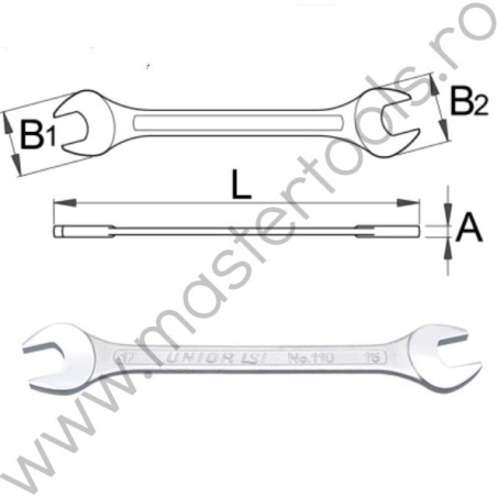600072 UNIOR Cheie fixa dubla, 11x13 mm, 110/1