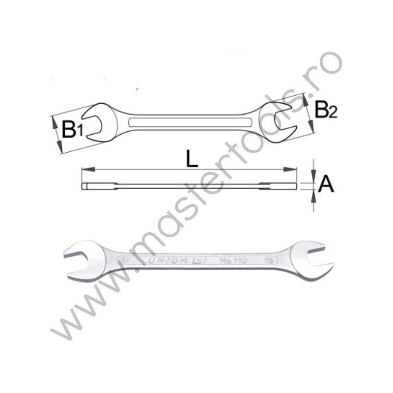 600082 UNIOR Cheie fixa dubla, 16x17 mm, 110/1
