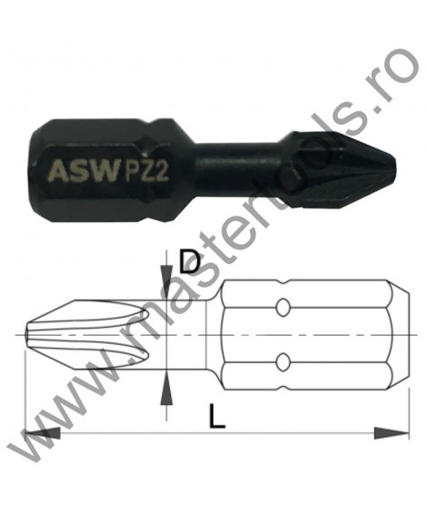 UASW-013063 ASW Bit hexagonal 1/4", Forma C 6.3, 1300 IMP, PZ3