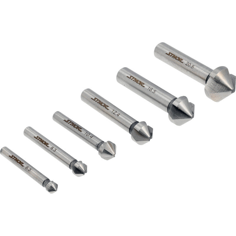 22710 STHOR Set 6 zencuitoare pentru metal,diametre freze conice 6.3-20.5mm