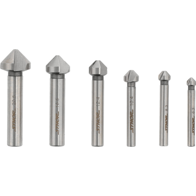 22710 STHOR Set 6 zencuitoare pentru metal,diametre freze conice 6.3-20.5mm