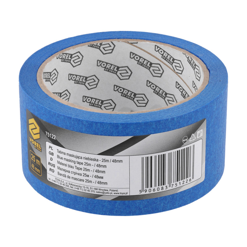 75122 VOREL Banda de mascare, albastra 25 m × 48 mm
