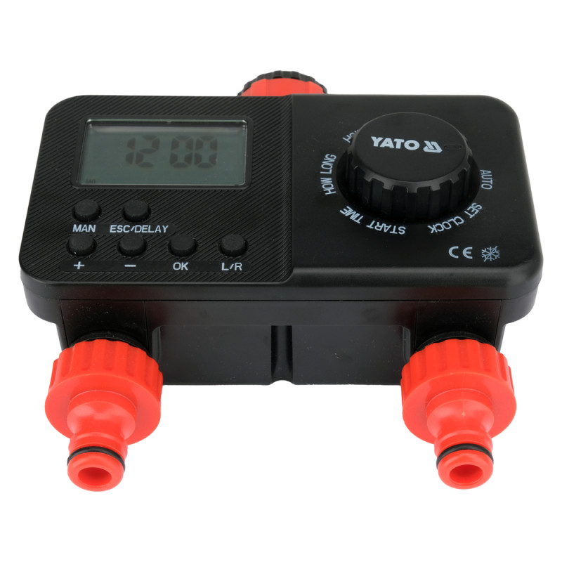 YT-90201 YATO Controler irigatii, LCD, adaptor robinet cu reductie 3/4” si 1”