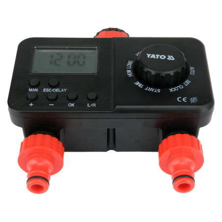 YT-90201 YATO Controler irigatii, LCD, adaptor robinet cu reductie 3/4” si 1”