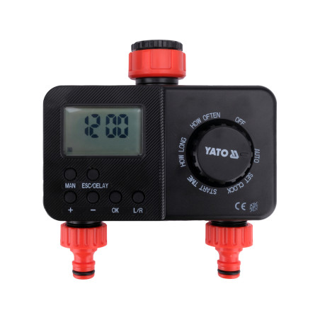 YT-90201 YATO Controler irigatii, LCD, adaptor robinet cu reductie 3/4” si 1”