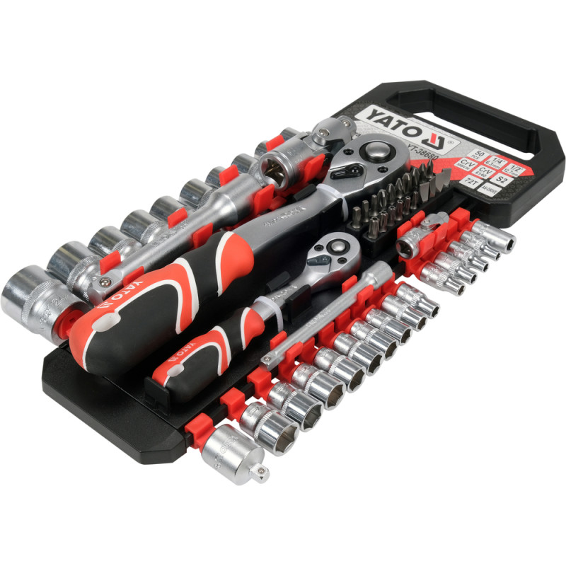 YT-38680 YATO Set tubulare si accesorii 1/4" si 1/2", 51 piese