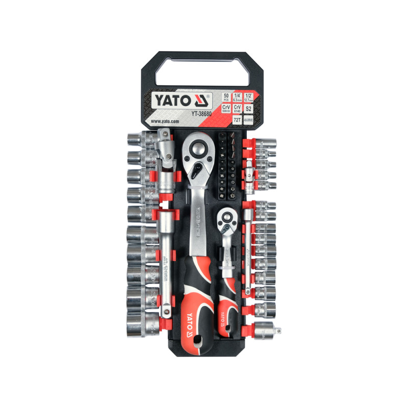 YT-38680 YATO Set tubulare si accesorii 1/4" si 1/2", 51 piese