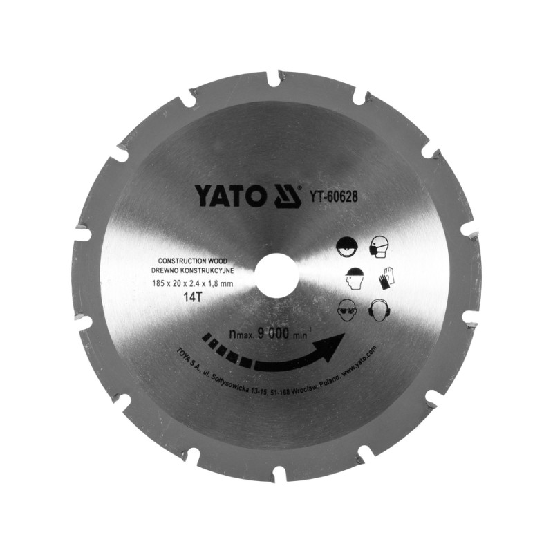 YT-60628 YATO Disc pentru taierea lemnului 185 x 14T x 20 mm