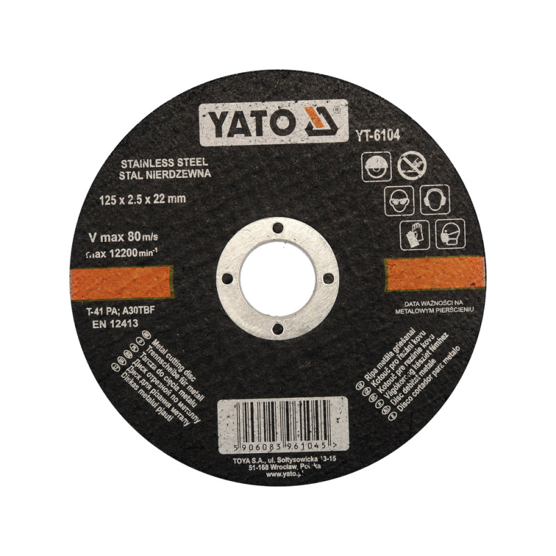 YT-6104 YATO Disc debitat otel inoxidabil 125 x 2.5 x 22 mm