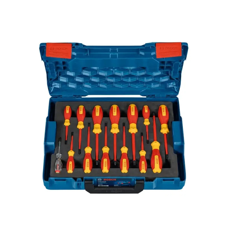 1600A02NF9 BOSCH Set surubelnite cu profil mixt, 14 bucati, izolatie 1000 V
