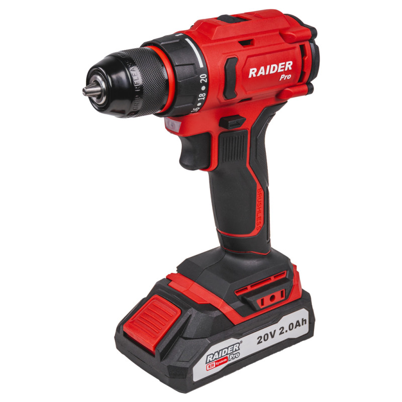 030244 RAIDER RDP-PBCD20 Masina de gaurit si insurubat cu acumulator Li-Ion 20V, 2Ah, 44Nm