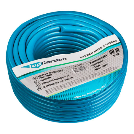 402116 TOPGARDEN Furtun de gradina in 3 straturi, diametru 1/2", 50 m