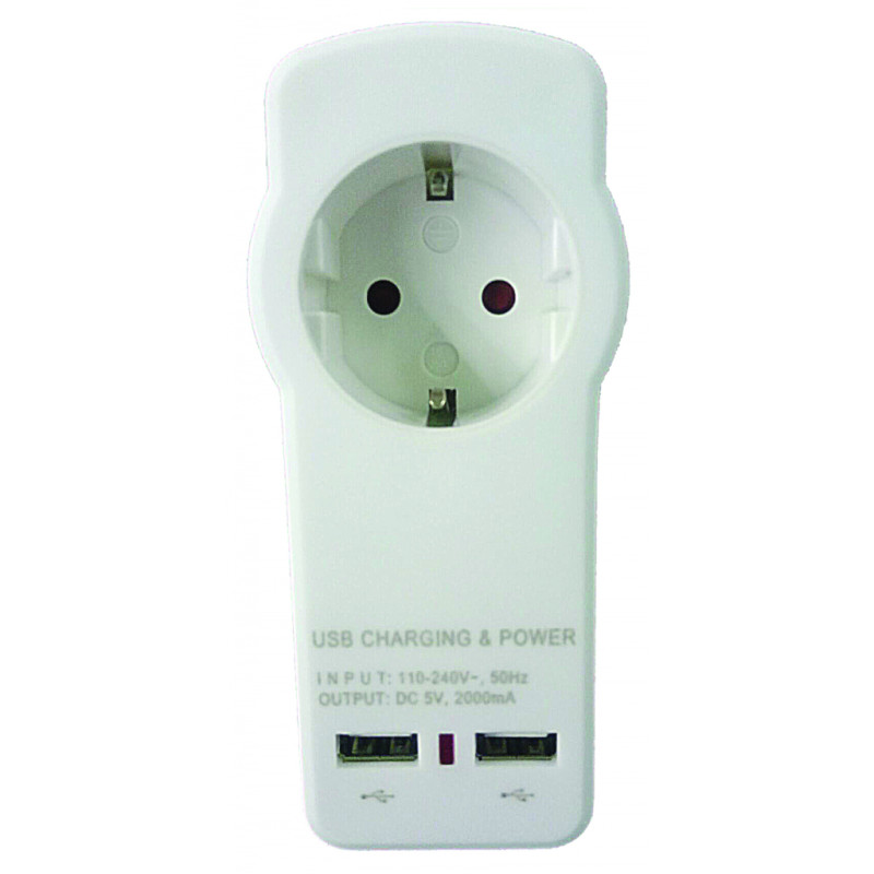 700773 Adaptor priza Schuko cu incarcator 2xUSB 2.1A