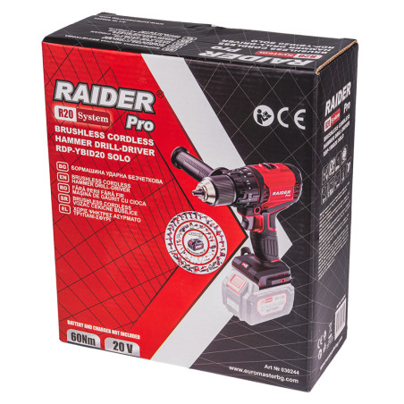 030244 RAIDER RDP-YBID20 Bormasina cu percutie compatibila cu Li-Ion 20V, 60Nm